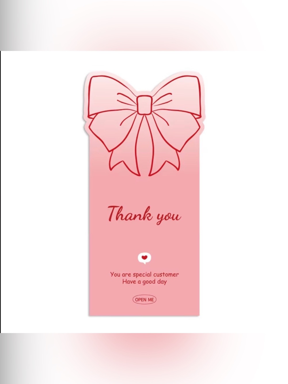 Pink Thank You Gift Tag with Bow Sticker- 50pcs
